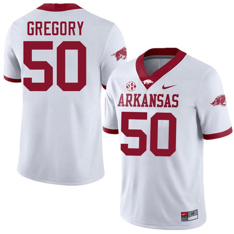 Eric Gregory Arkansas Jersey,Arkansas Razorbacks #50 Eric Gregory Jersey Youth College-White